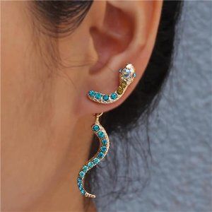 Long Vintage Snake Drop Earrings Women Girls Cool Jewelry